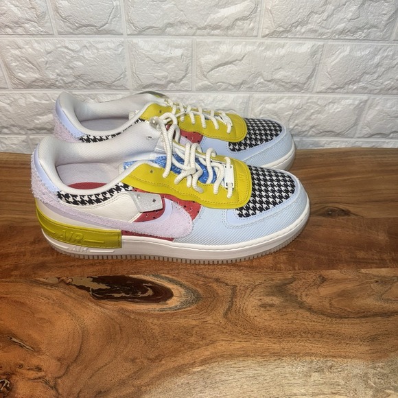 Nike Air Force 1 Shadow DM8076-100 Multi-Color Houndstooth Size 12 Men Sneakers - Picture 2 of 7